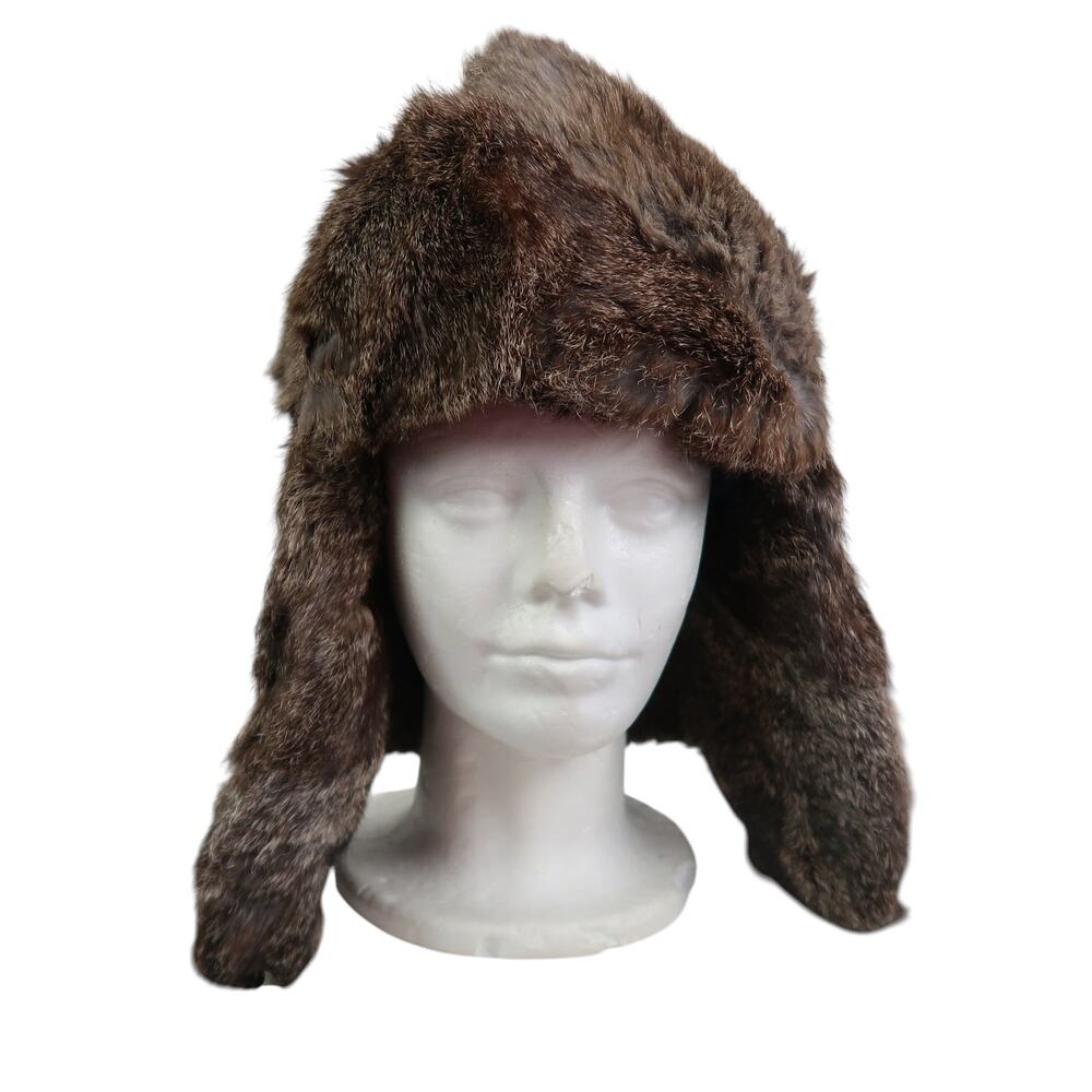Vintage Brown Rabbit Fur Trapper Hat *as is